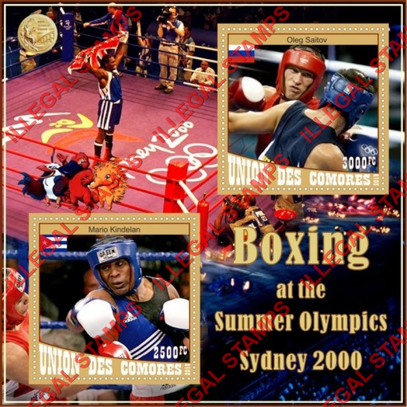 Comoro Islands 2019 Olympic Games in Sydney in 2000 Boxing Counterfeit Illegal Stamp Souvenir Sheet of 2