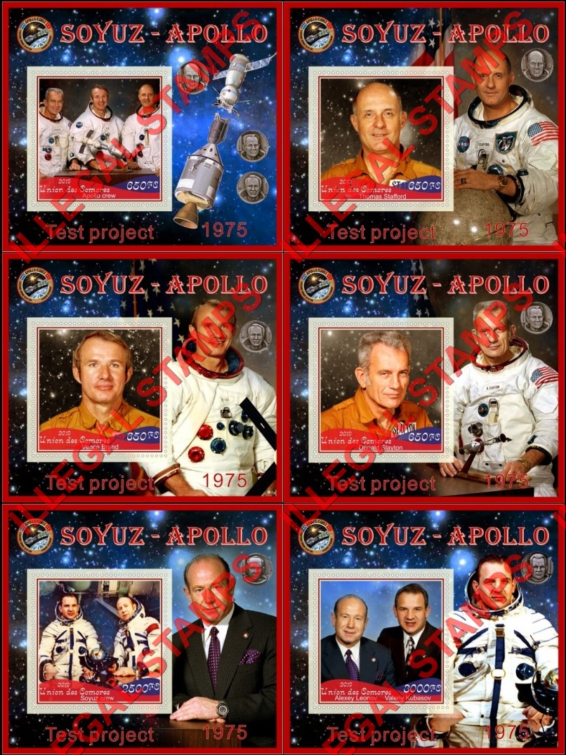 Comoro Islands 2019 Space Apollo Soyuz Test Project (different) Counterfeit Illegal Stamp Souvenir Sheets of 1