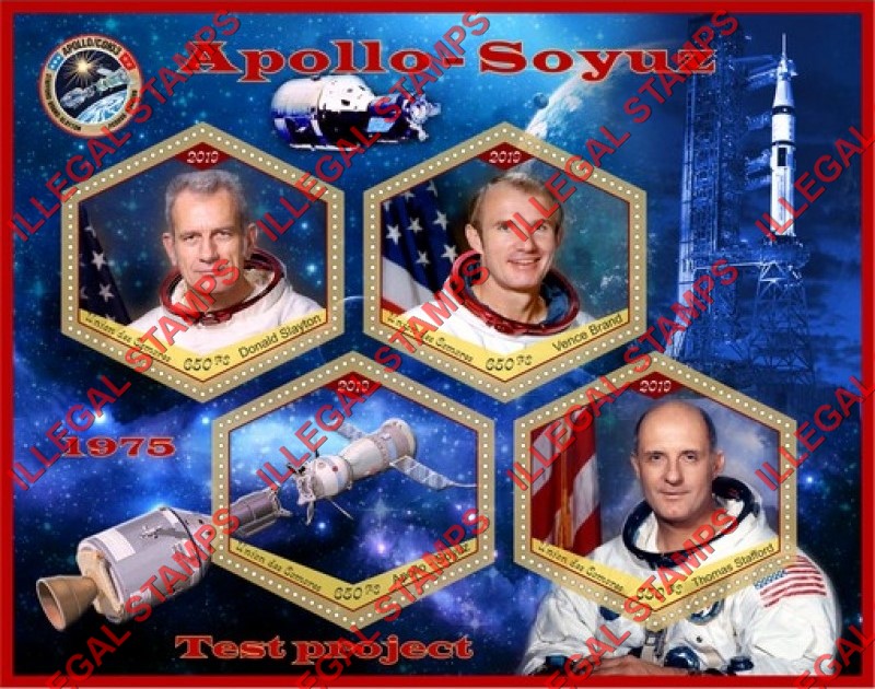 Comoro Islands 2019 Space Apollo Soyuz Test Project Counterfeit Illegal Stamp Souvenir Sheet of 4