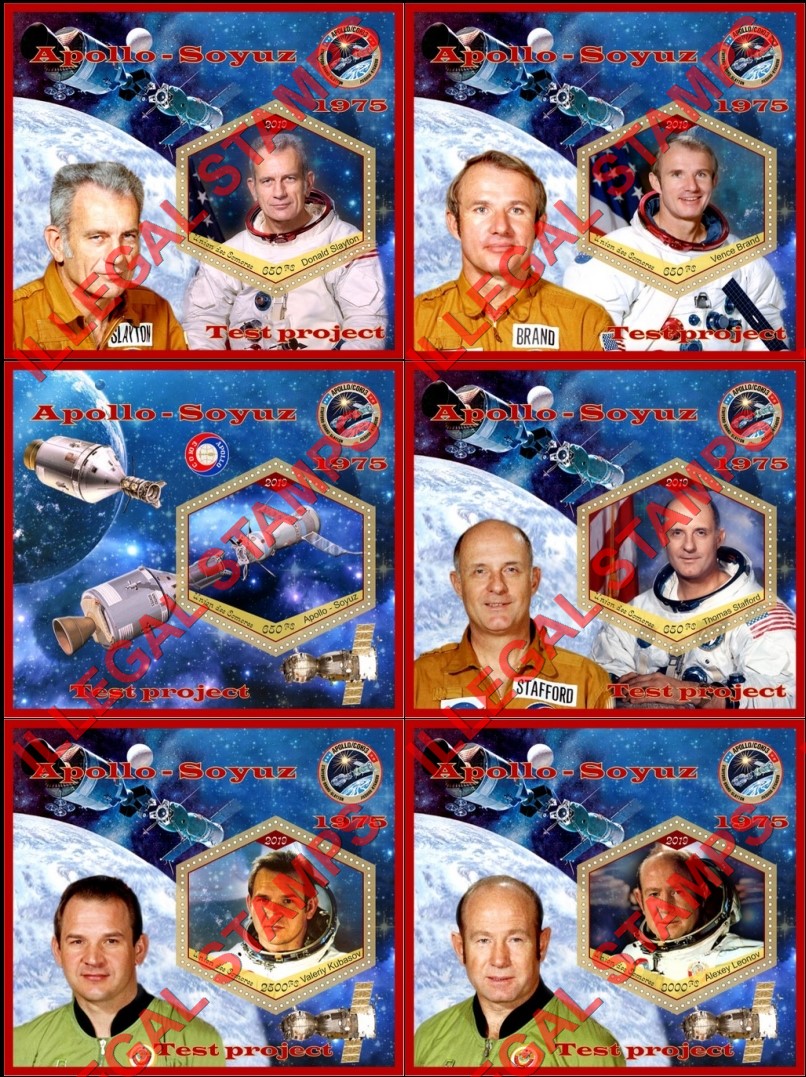 Comoro Islands 2019 Space Apollo Soyuz Test Project Counterfeit Illegal Stamp Souvenir Sheets of 1