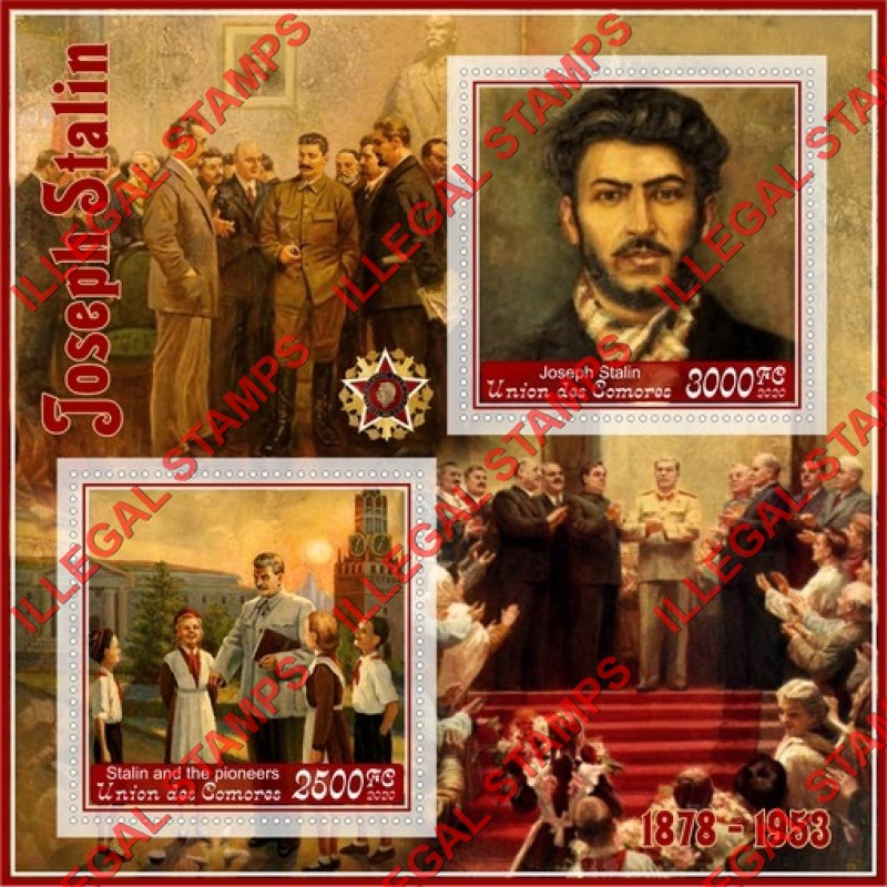 Comoro Islands 2020 Joseph Stalin (different a) Counterfeit Illegal Stamp Souvenir Sheet of 2