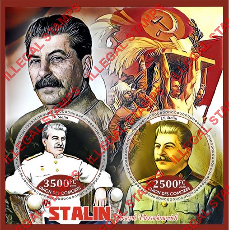 Comoro Islands 2020 Joseph Stalin (different) Counterfeit Illegal Stamp Souvenir Sheet of 2