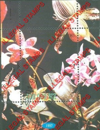Congo Democratic Republic 1997 Flowers Orchids Illegal Stamp Souvenir Sheet of 1