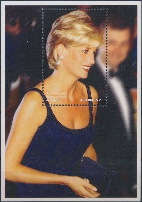 Congo Democratic Republic 1998 Princess Diana Souvenir Sheet of 1 Scott Number 1485