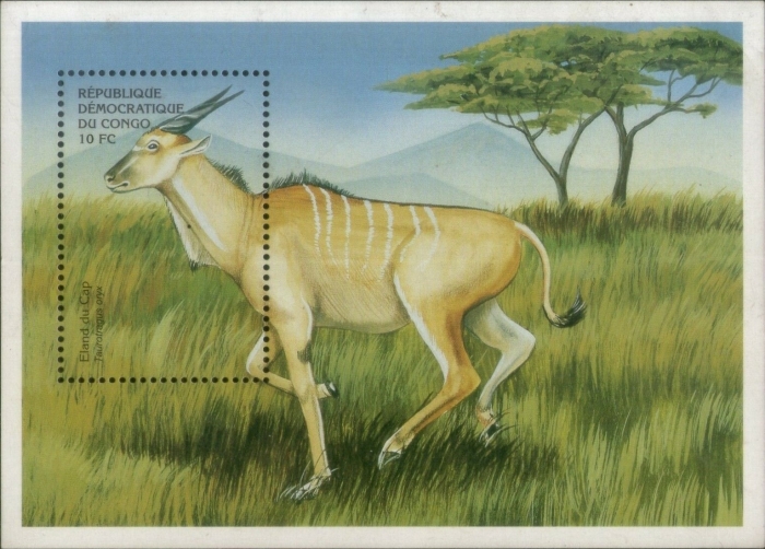 Congo Democratic Republic 2000 Animals of Africa Eland Souvenir Sheet of 1 Scott Number 1514