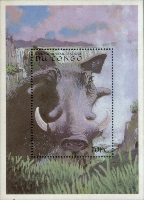 Congo Democratic Republic 2000 Animals of Africa Warthog Souvenir Sheet of 1 Scott Number 1516