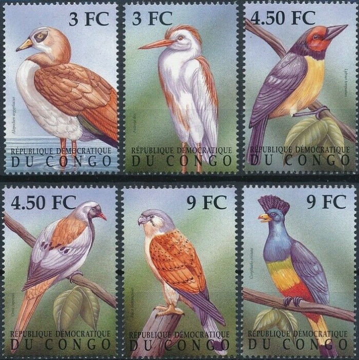 Congo Democratic Republic 2000 Birds Scott Number 1522-1527