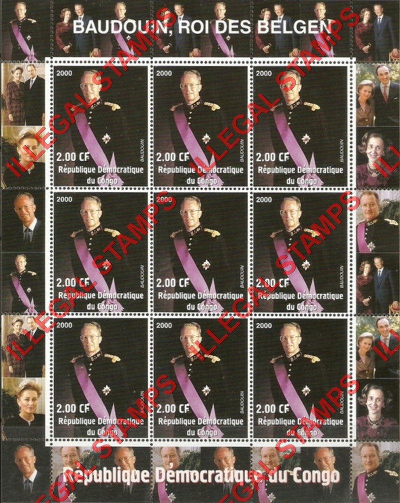 Congo Democratic Republic 2000 Belgium Royal Family Illegal Stamp Sheets of 9 (Part 1)
