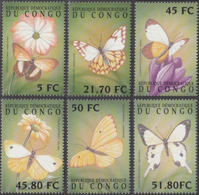 Congo Democratic Republic 2001 Butterflies Scott Number 1591-1596