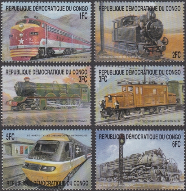 Congo Democratic Republic 2001 Trains Scott Number 1554-1559