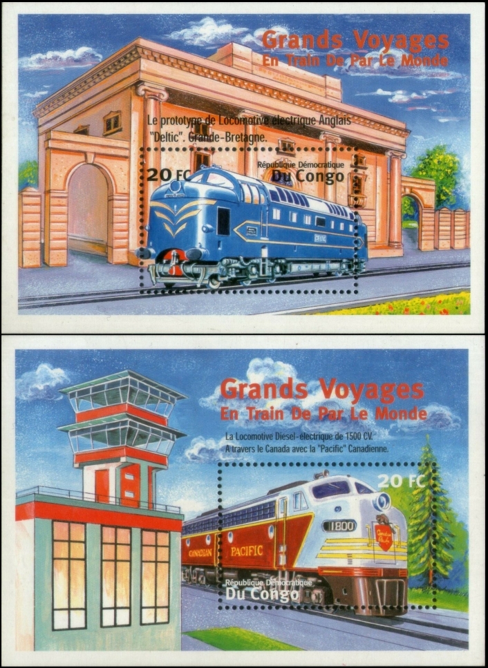 Congo Democratic Republic 2001 Trains Souvenir Sheets of  Scott Number 1570-1571