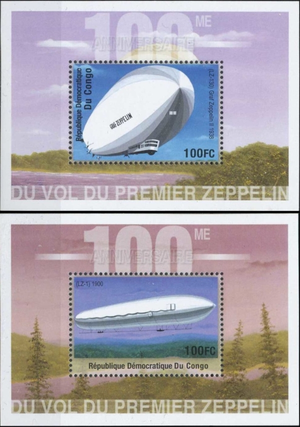 Congo Democratic Republic 2001 Zeppelins Souvenir Sheets of 1 Scott Number 1589-1590
