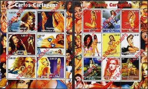 Congo Democratic Republic 2001 Carlos Cartagena Art Illegal Stamp Sheets of 9 and 6