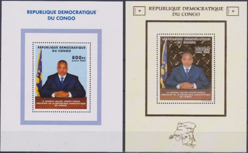 Congo Democratic Republic 2002 Joseph Kabila Souvenir Sheets of 1 Scott Number 1645-1646