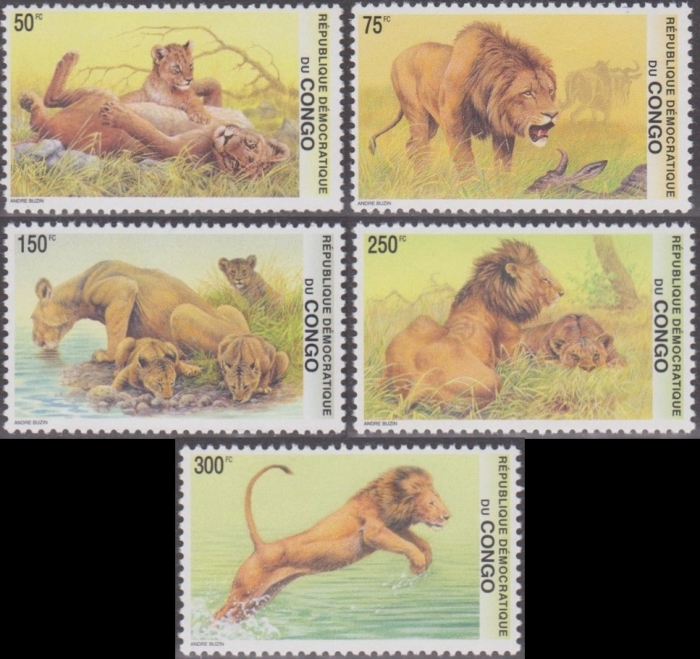 Congo Democratic Republic 2002 Lions Scott Number 1621-1625