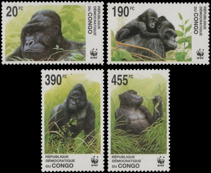 Congo Democratic Republic 2002 WWF Gorillas Scott Number 1638-1641