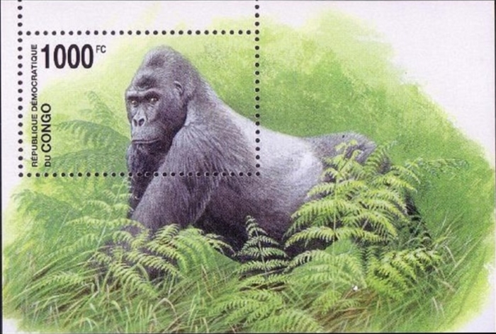 Congo Democratic Republic 2002 WWF Gorillas Souvenir Sheet of 1 Scott Number 1642