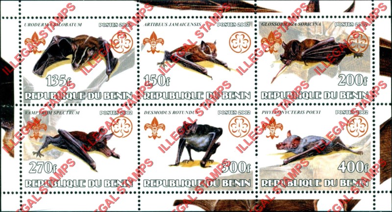 Congo Democratic Republic 2002 Bats Illegal Stamp Souvenir Sheet of 6