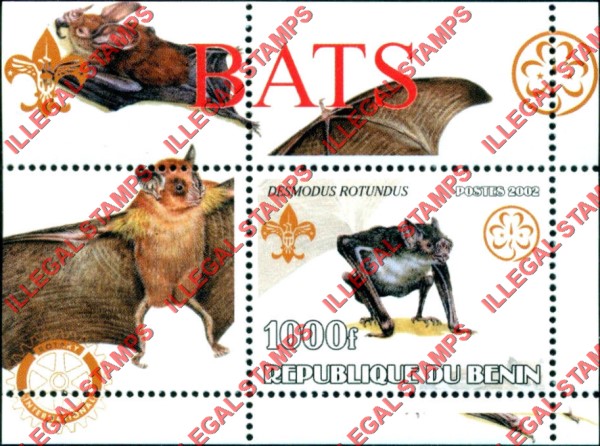 Congo Democratic Republic 2002 Bats Illegal Stamp Souvenir Sheet of 1
