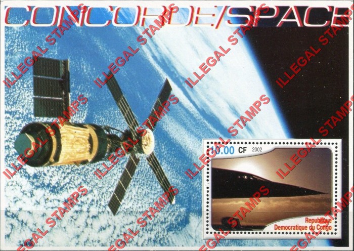 Congo Democratic Republic 2002 Concorde Space Illegal Stamp Souvenir Sheet of 1