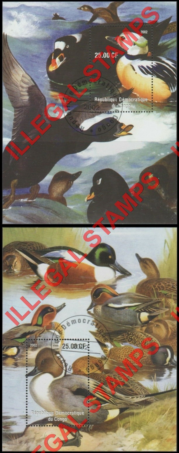 Congo Democratic Republic 2002 Ducks Illegal Stamp Souvenir Sheets of 1