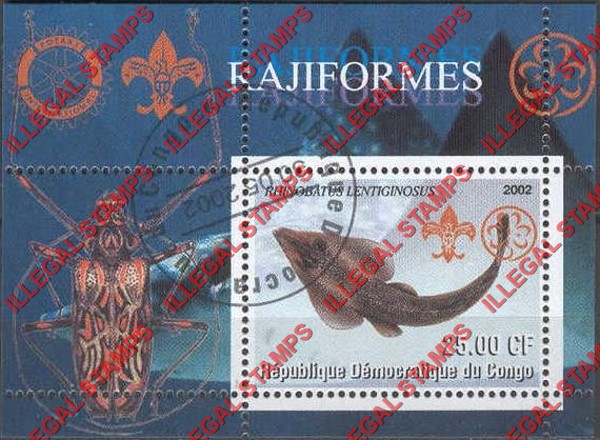 Congo Democratic Republic 2002 Fish Rajiformes Illegal Stamp Souvenir Sheet of 1
