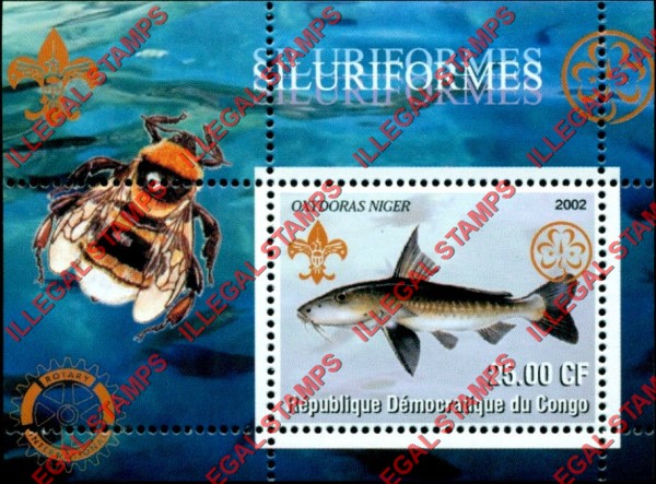 Congo Democratic Republic 2002 Fish Siluriformes Illegal Stamp Souvenir Sheet of 1