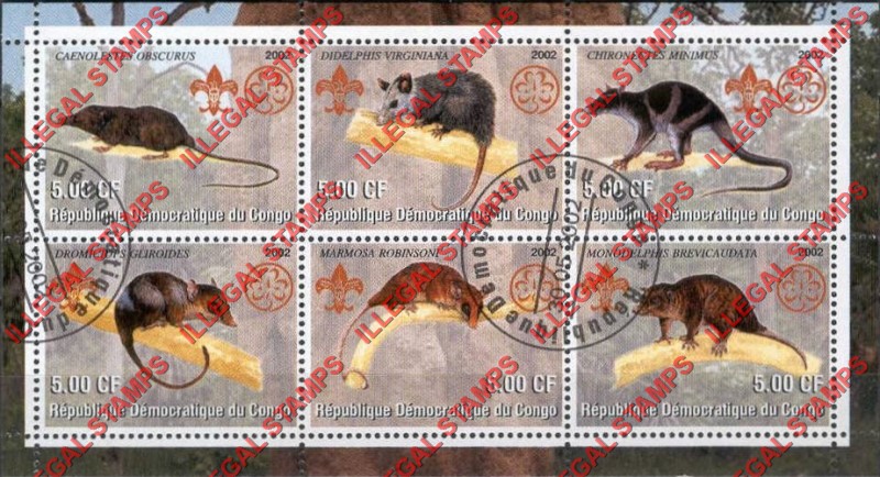 Congo Democratic Republic 2002 Mettheria Illegal Stamp Souvenir Sheet of 6