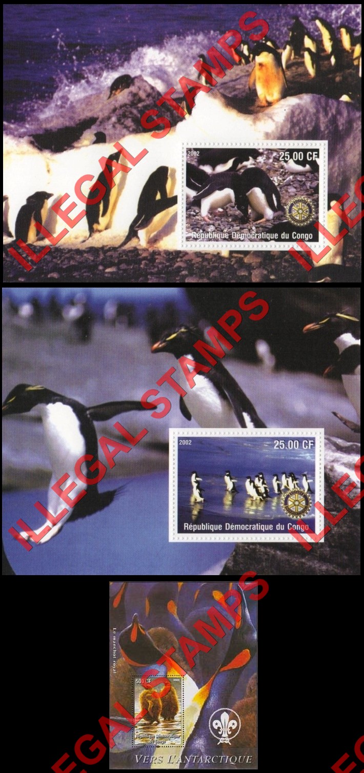Congo Democratic Republic 2002 Penguins Illegal Stamp Souvenir Sheets of 1