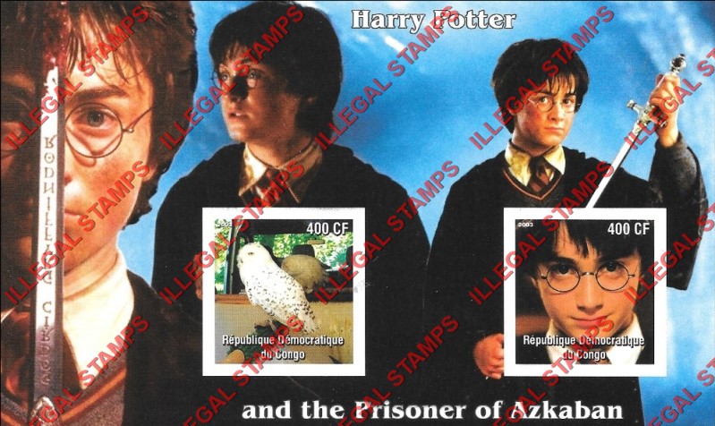 Congo Democratic Republic 2003 Harry Potter Illegal Stamp Souvenir Sheet of 2