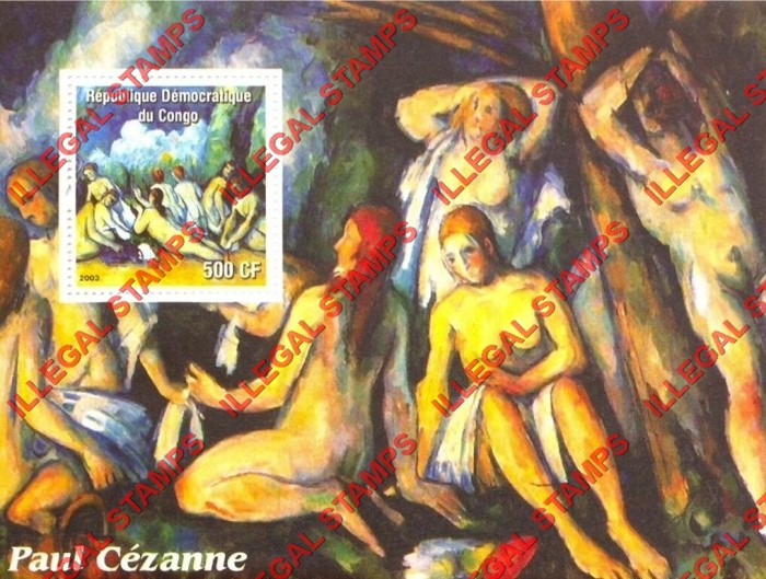 Congo Democratic Republic 2003 Paintings Paul Cezanne Illegal Stamp Souvenir Sheet of 1