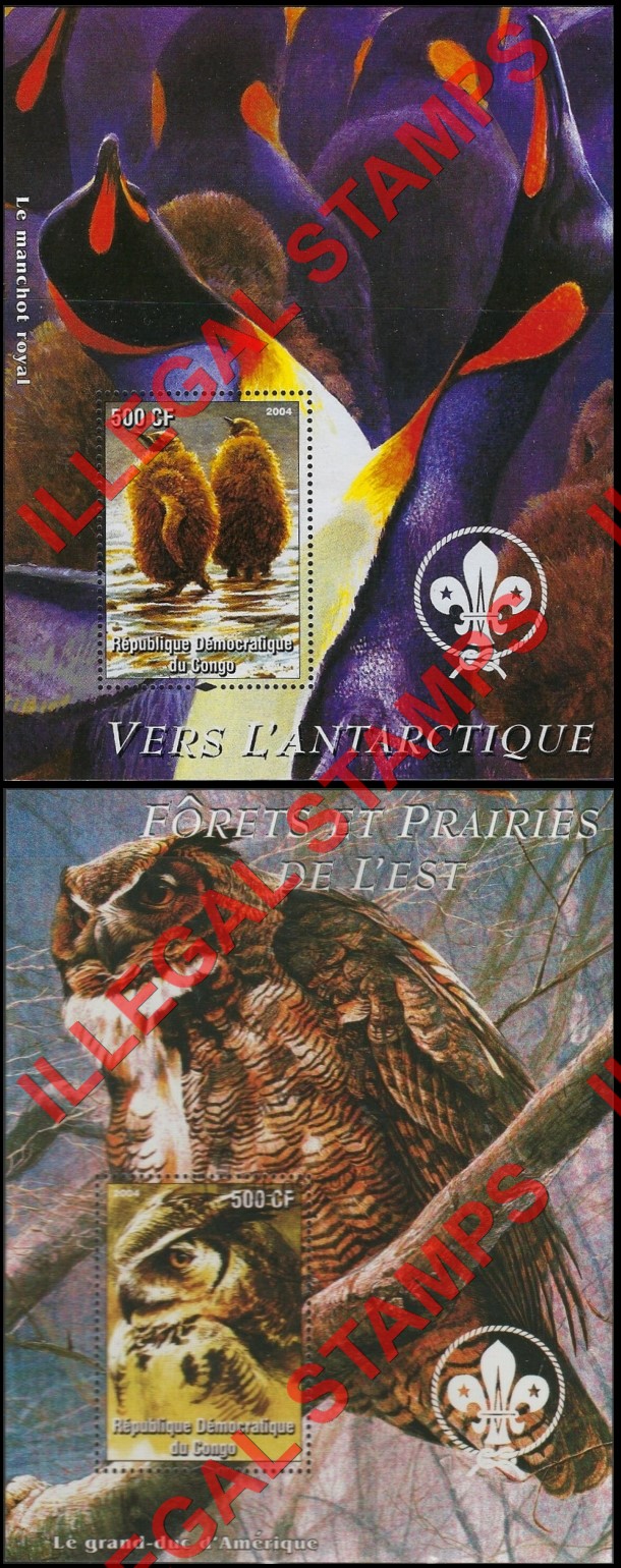 Congo Democratic Republic 2004 Birds Illegal Stamp Souvenir Sheets of 1 (Part 2)