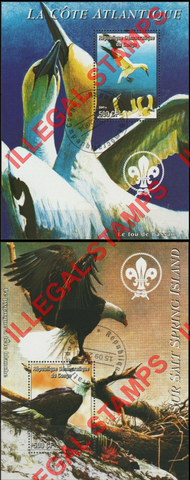 Congo Democratic Republic 2004 Birds Illegal Stamp Souvenir Sheets of 1 (Part 3)