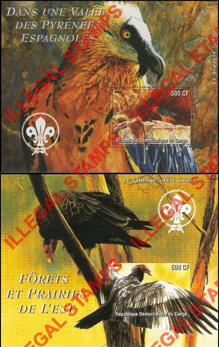 Congo Democratic Republic 2004 Birds Illegal Stamp Souvenir Sheets of 1 (Part 4)