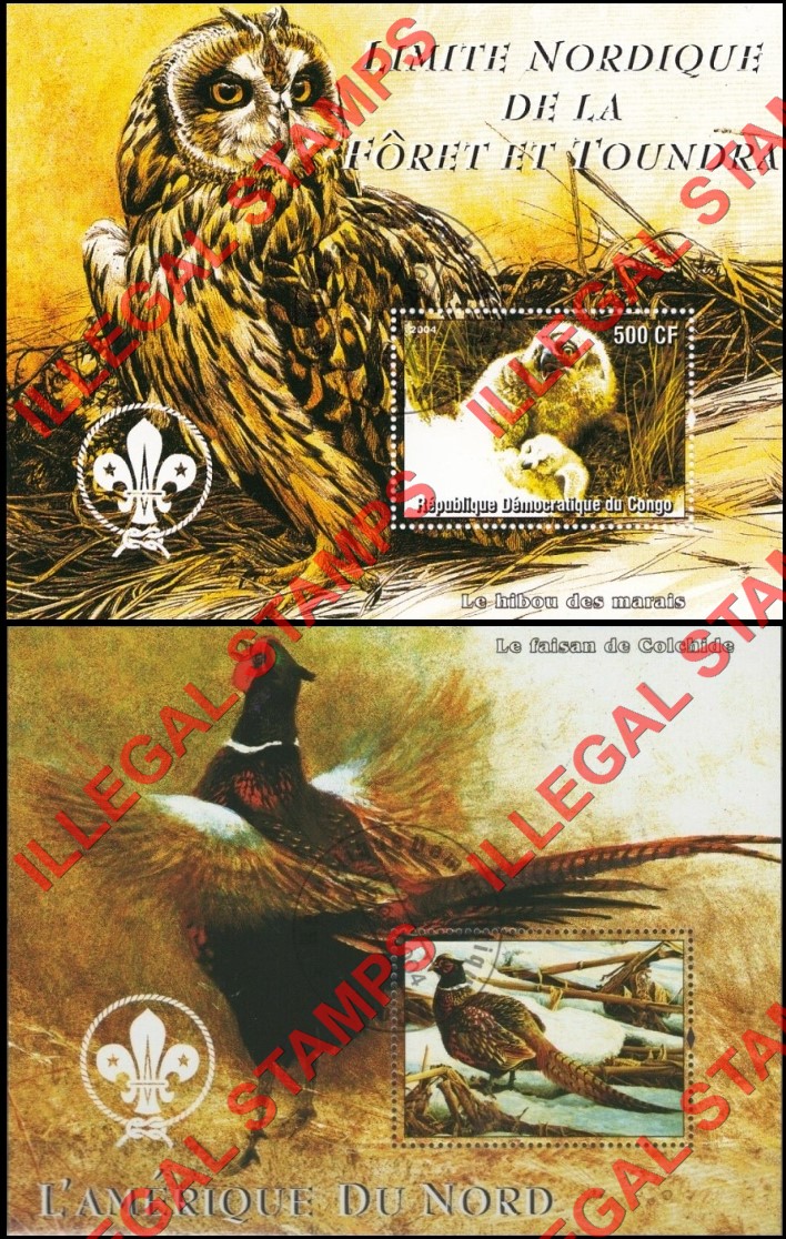 Congo Democratic Republic 2004 Birds Illegal Stamp Souvenir Sheets of 1 (Part 5)