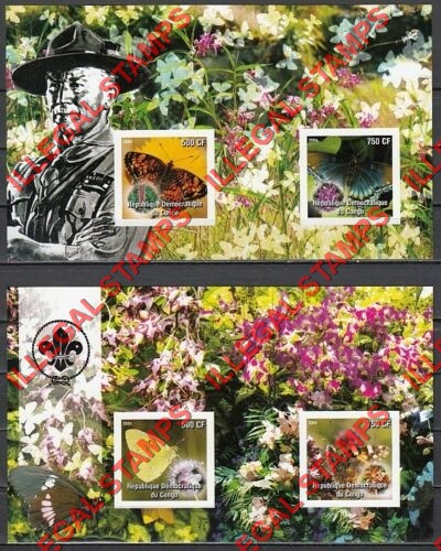 Congo Democratic Republic 2004 Butterflies Illegal Stamp Souvenir Sheets of 2