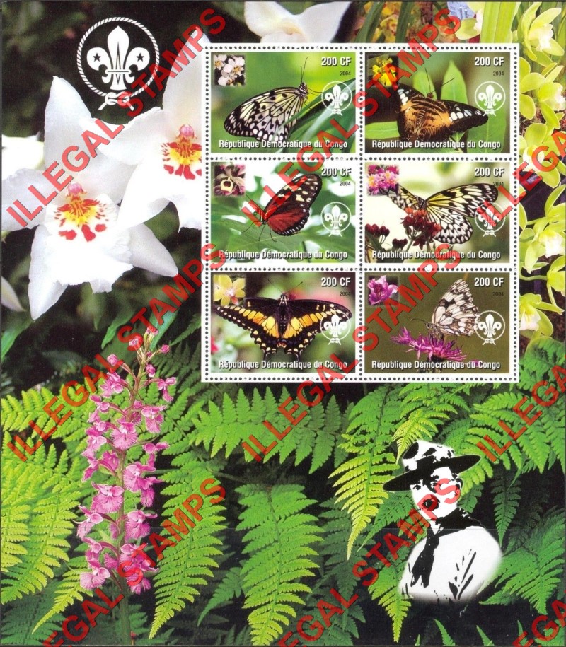 Congo Democratic Republic 2004 Butterflies Illegal Stamp Souvenir Sheets of 6 (Part 2)