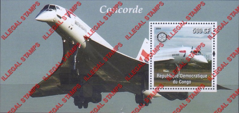 Congo Democratic Republic 2004 Concorde Illegal Stamp Souvenir Sheet of 1