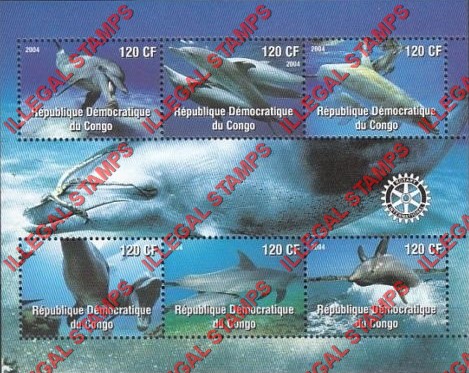 Congo Democratic Republic 2004 Dolphins Illegal Stamp Souvenir Sheet of 6