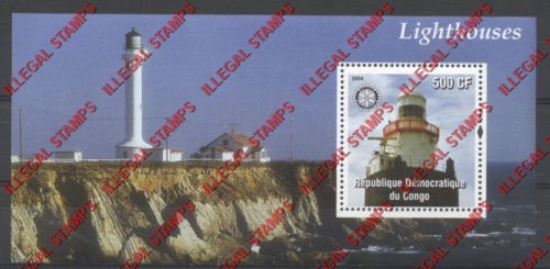 Congo Democratic Republic 2004 Lighthouses Illegal Stamp Souvenir Sheet of 1