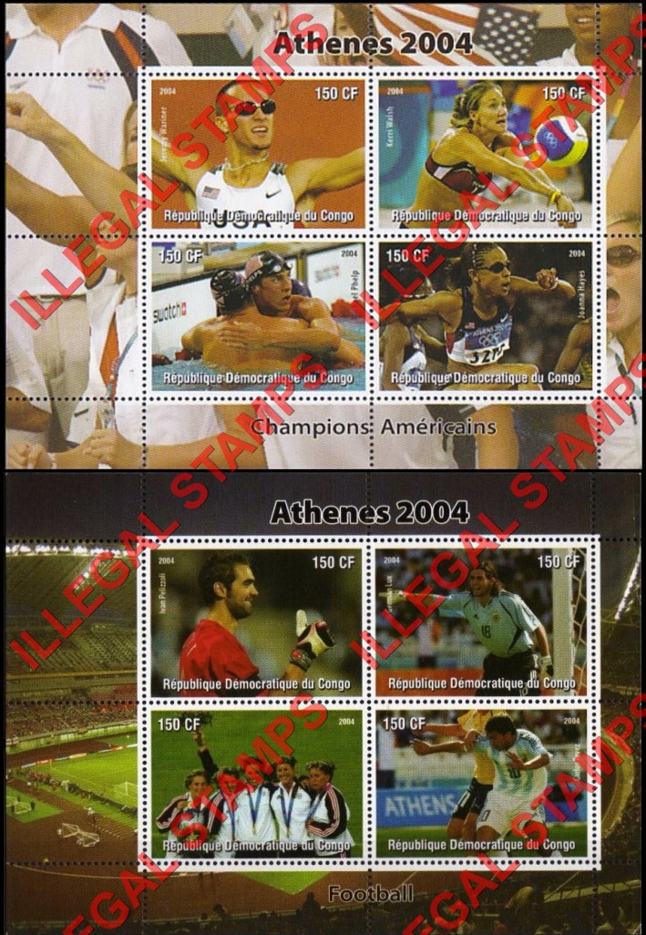 Congo Democratic Republic 2004 Olympic Games in Athens Illegal Stamp Souvenir Sheets of 4 (Part 5)