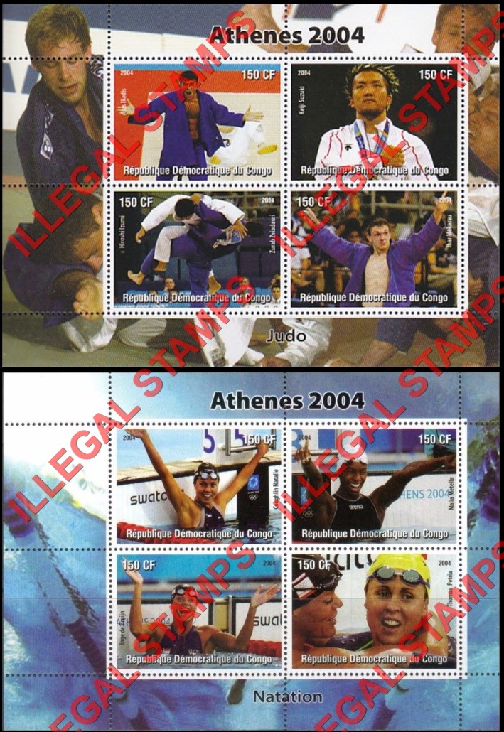 Congo Democratic Republic 2004 Olympic Games in Athens Illegal Stamp Souvenir Sheets of 4 (Part 7)