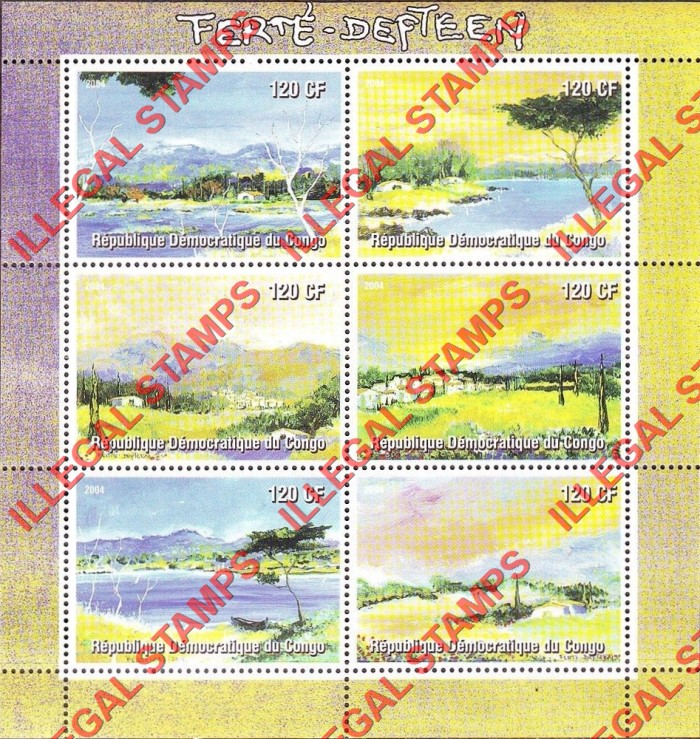 Congo Democratic Republic 2004 Paintings Ferte-Defteen Illegal Stamp Souvenir Sheet of 6
