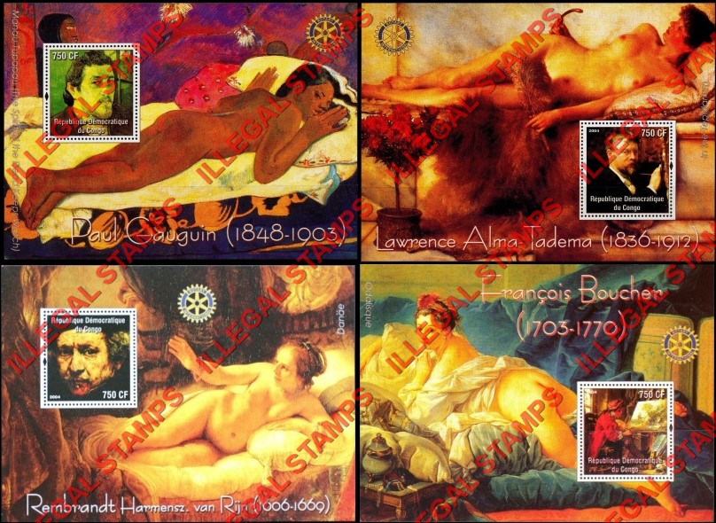 Congo Democratic Republic 2004 Paintings Illegal Stamp Souvenir Sheets of 1 (Part 3)