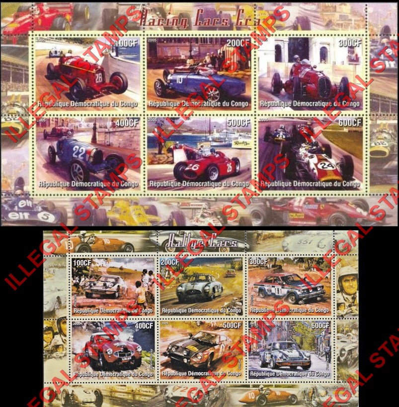 Congo Democratic Republic 2005 Cars Illegal Stamp Souvenir Sheets of 6