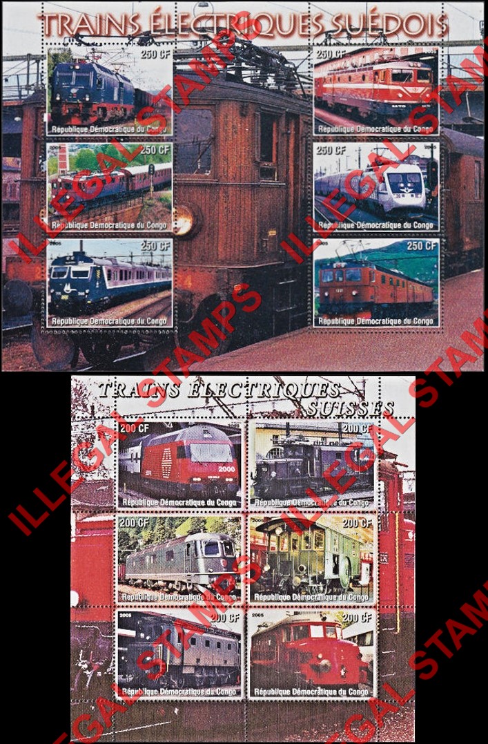 Congo Democratic Republic 2005 Trains Illegal Stamp Souvenir Sheets of 6 (Part 2)