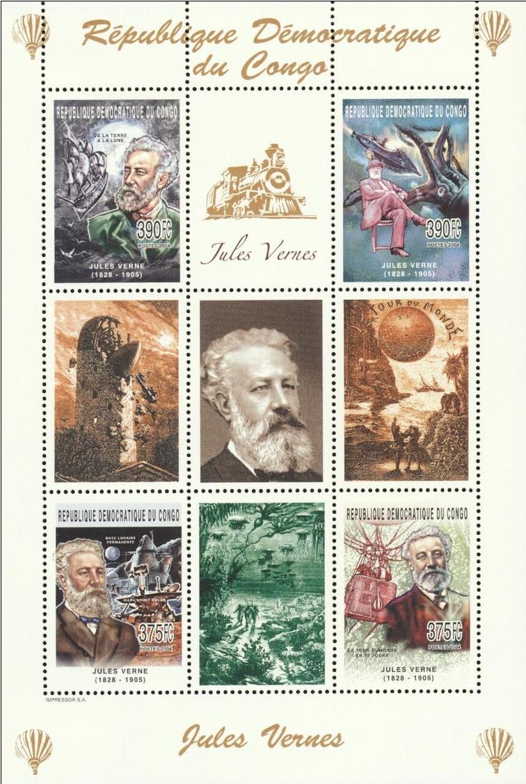 Congo Democratic Republic 2005 UNLISTED in Scott Catalog Jules Verne Souvenir Sheet