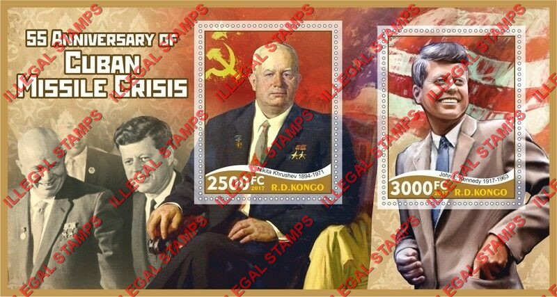 Congo Democratic Republic 2017 Cuban Missile Crisis Illegal Stamp Souvenir Sheet of 2