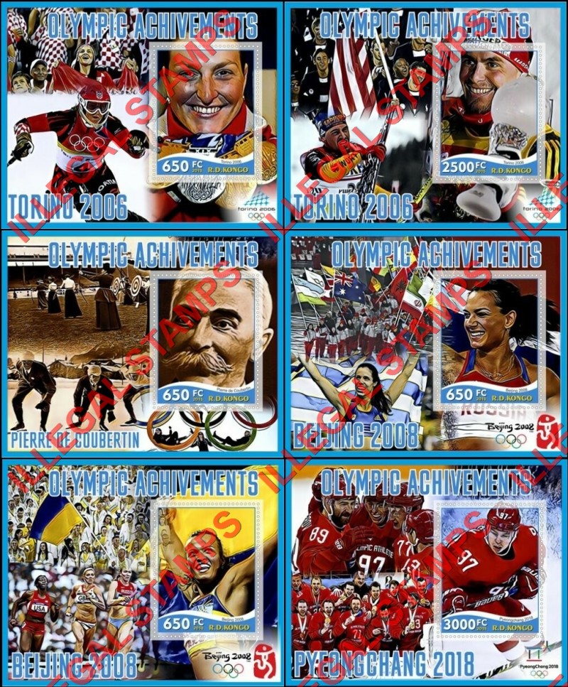 Congo Democratic Republic 2018 Olympic Achievements Illegal Stamp Souvenir Sheets of 1