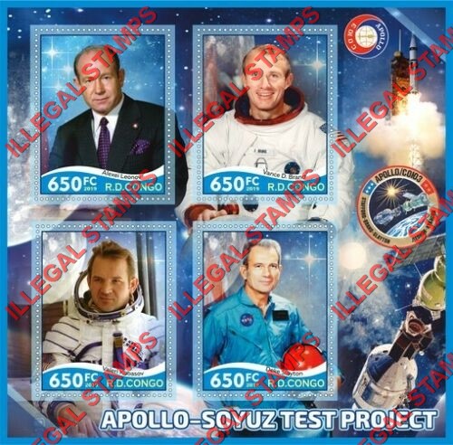 Congo Democratic Republic 2019 Apollo Soyuz Test Project Illegal Stamp Souvenir Sheet of 4